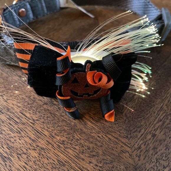 Halloween Medium Dog Collar Bow Tie Adjustable Pet Collar Multicolor Lights Used - Picture 7 of 16